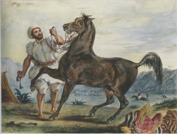  Arab Oil Painting - Turk Leading His Horse or Arab